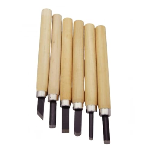 CLLBANT 6pcs Professional Manganese Steel Wood Carving Chisel Woodworking Hand Tools Set for Basic Detailed Carving Woodworkers,6pcs