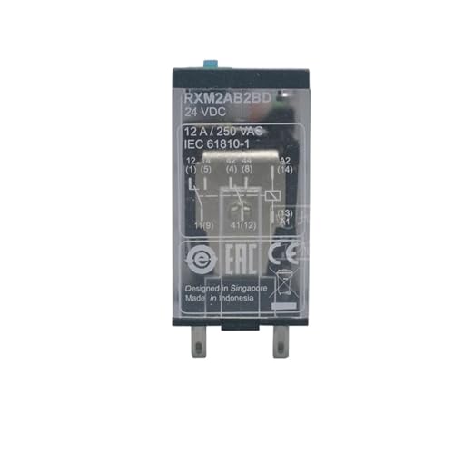 Relé pequeño RXM2AB2BD DC24V con indicador LED de 8 pines y 12A para control eléctrico