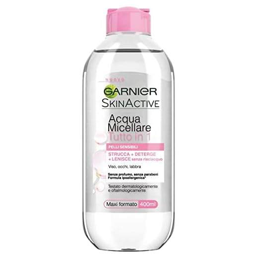 Garnier SkinActive, Acqua Micellare Tutto in 1, Pelli sensibili, Maxi formato, 400 ml