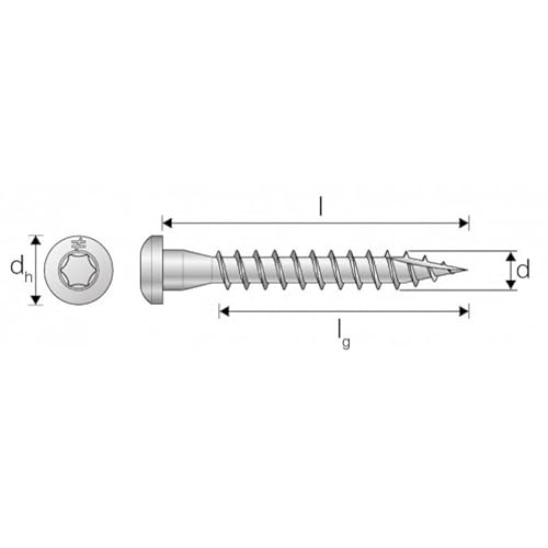 Vis pour connecteurs Simpson Strong-Tie CSA5,0X40 Torx en boîte de 250 vis