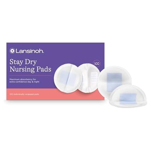 Lansinoh Stay Dry Disposable Nursing Pads, Soft and Super Absorbent Breast Pads, Breastfeeding Essentials for Moms, 100 Count Cover