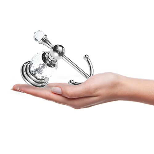 Bathsir Chrome Towel Bar Toilet Paper Holder Robe Hook, Crystal Towel Holder Towel Hook Tissue Paper Holder Silver Wall Mounted #TOP4