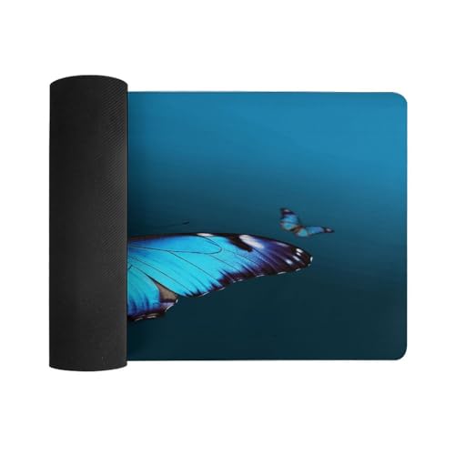 Alfombrilla de escritorio azul mariposa de goma 30x60 cm miniatura 3
