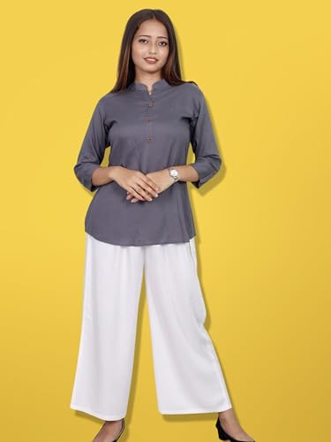 Image of KASANI Women's Solid Rayon Palazzo Pants Regular Palazo