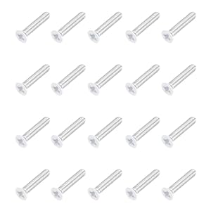 sourcing map M2.5 x 12mm Flat Countersunk Head Machine Screws 304 Stainless Steel Full Thread Phillips Drive Cross Screw for Furniture Connection Electrical Appliances (White, Pack of 20)