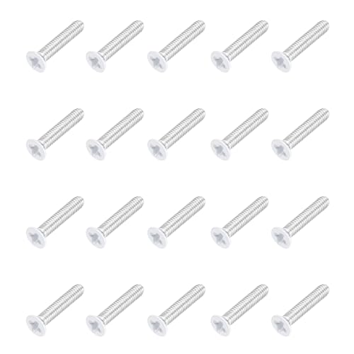 Image of sourcing map M2.5 x 12mm Flat Countersunk Head Machine Screws 304 Stainless Steel Full Thread Phillips Drive Cross Screw for Furniture Connection Electrical Appliances (White, Pack of 20)