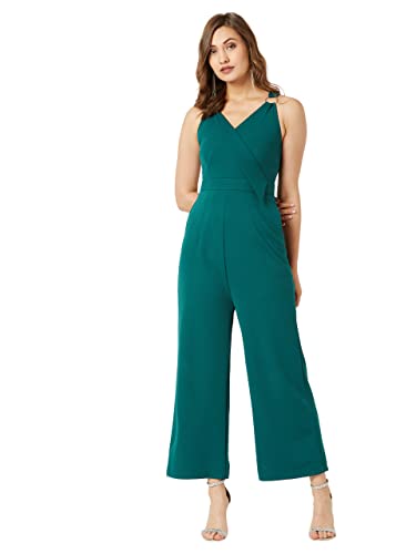 Miss Chase Women's Green Solid Wrap Jumpsuit