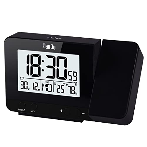 LED Digital Snooze Alarm Backlight Projector Thermometer Clock Wa...