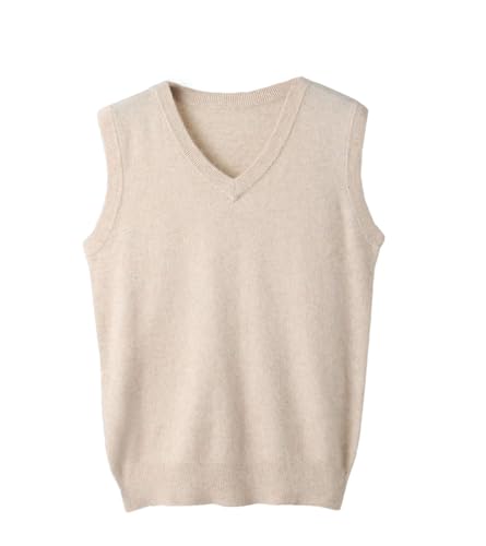 Men 100% Cashmere Vest Sleeveless Sweater V-Neck Vest Middle-Aged Warm Tops Knit Waistcoat Loose Outer