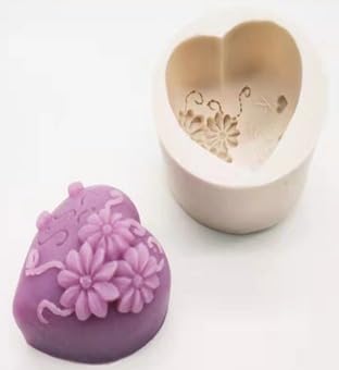 Flower Shape Tea Light Candle Moulds 3D Valentine Flower Mould Love Heart Shape Mold DIY Fondant Sugar Pudding Soap Candle Mould, Purple