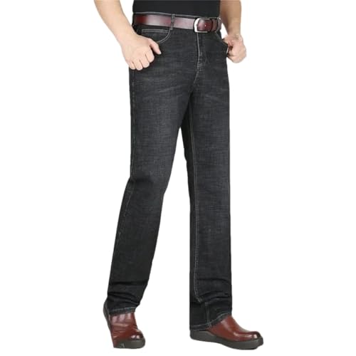 Men's Big Tall Size Summer Thin Jeans High Waist Straight Leg Long Length Denim Trousers