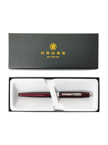 Image of Cross Coventry Red Lacquer Rollerball Pen with Polished Chrome Trim - Refillable, Luxury Gift Box