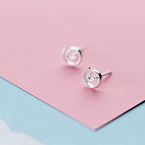 Minimalist Spiral 925 Sterling Silver Stud Earrings for Women Men Sensitive Ear Jewelry Gifts3