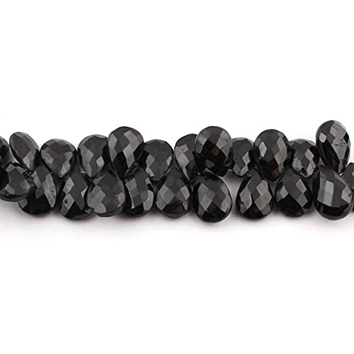 Natural black onyx briolettes haut de gamme aux reflets facettés intenses