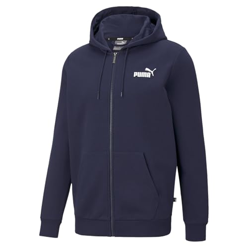 Image of Puma Men's Essentialentials Small Logo Full-Zip Hoodie | Comfortable Cotton-Polyester Blend Jacket with Adjustable Hood & Pockets | Ideal Hoodie Sweatshirt for Workouts, Travel & Casual Wear