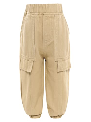 Yartina Toddler Boys Pull On Cargo Pants Solid Color Jogger Sweatpants Athletic Pockets Trousers