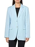 Anne Klein Linen 2 Button Notch Collar Jkt Blazer Informal de Negocios, Azul ópalo, 34 para Mujer
