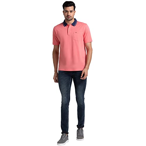 Image of Colorplus Men's Pure Cotton Solid Pattern Classic Fit Polo Neck Half Sleeve Casual T-Shirt