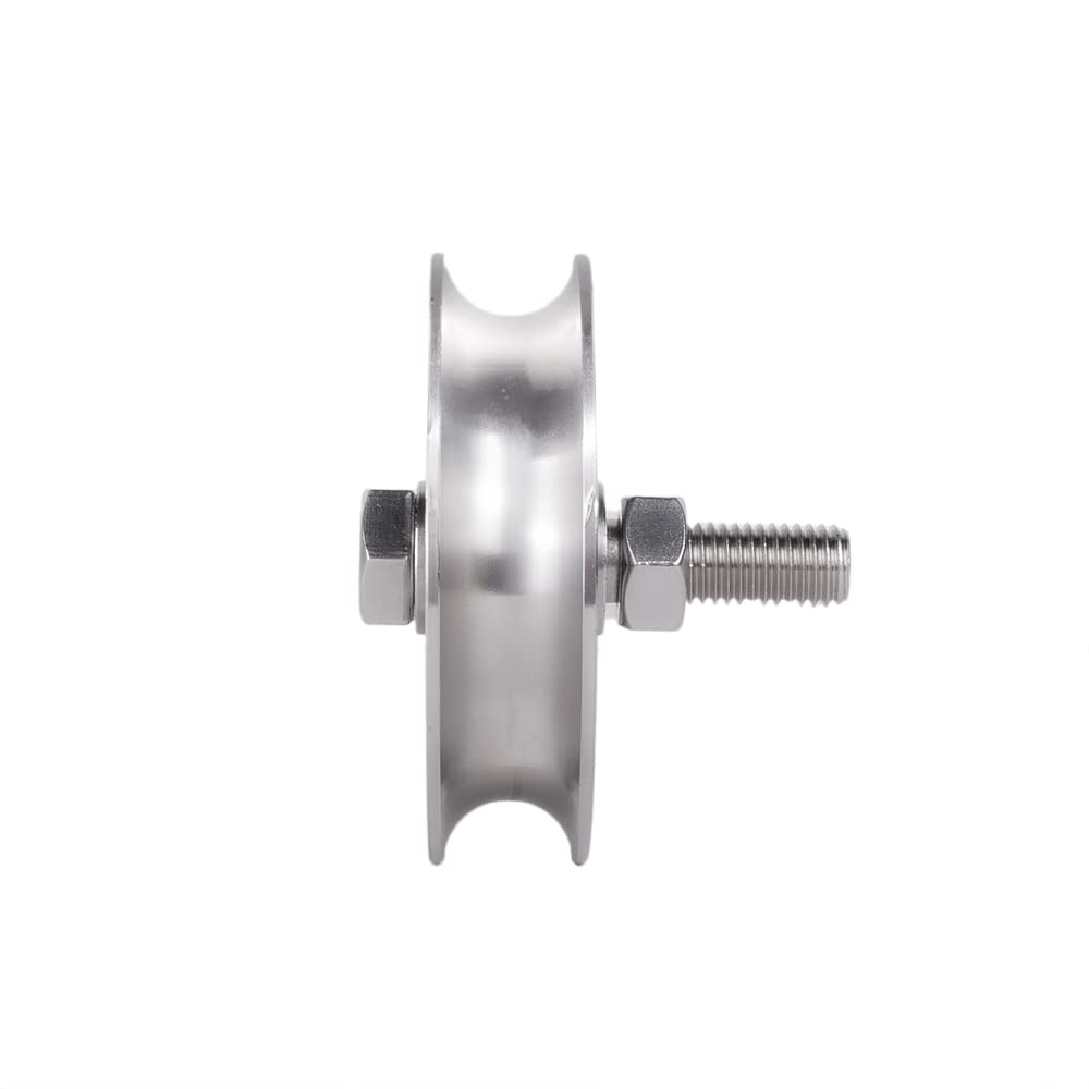 ATTAS Laufrollen 100mm Schwerlast Schiebetür Schiene – V4A Edelstahl, Tragkraft 420kg, Umlenkrollen für Seile, Schiebetorrolle, Torrolle für Rolltor und Garage, Seilrollen für Drahtseile, Achsbolzen