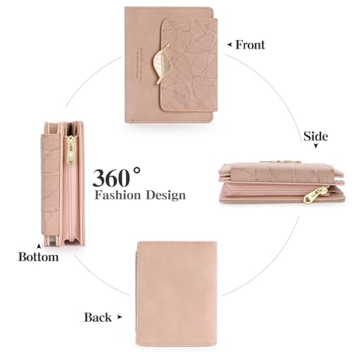 Small Wallet Women Leather Trifold RFID Blocking Compact Credit Card Wallet with ID Window and Zipper Coin Pocket4
