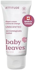 ATTITUDE Diaper Cream for Baby, Made in Canada, EWG Verified, Dermatologically Tested, Formulated with Zinc Oxide, Vegan, Unscented, 75 grams