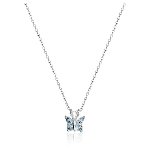 Amazon Collection Sterling Silver Genuine Sky Blue Topaz Butterfly Pendant Necklace, 18"