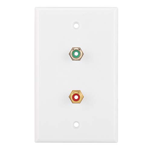 Wall Plate, 2 RCA Panel, Multi-Functional RCA Connector Wall Plate Insert Interfaces for Office Building Subwoofer Audio Port