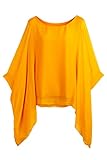 3/4-Arm und seitliche Zipfel Cara Mia Seidentunika für Damen Made in Italy lang Fledermaus-Ärmel Orange 38-44