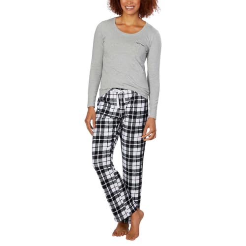 Calvin Klein Women's Classic Crew Neck Fleece PJ Set (US, Alpha, X-Large, Regular, Regular, GREY)