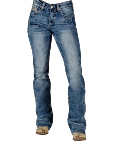 Cowgirl Tuff Western Jeans Womens Dynamo Bootcut Medium Wash JDYNAM