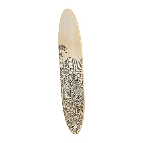 Creative Co-Op Coastal Decorative Surfboard Wall Décor, Wave Design Overlaid On Natural Wood, Hangs Vertical or Horizontal - Image 5