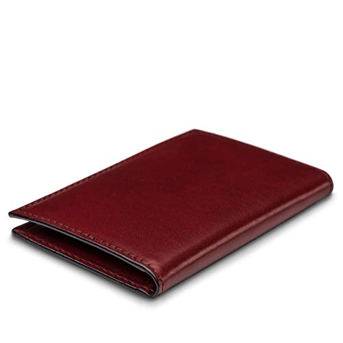 Image of Bosca Men's Leather Card Holder Wallet - Italian Full Grain Vegetable Tanned Credit Card Case - 6 Card Slots, 2 Receipt Wells - Classic Glossy Finish - Gift-Ready Packaging - Dark Brown