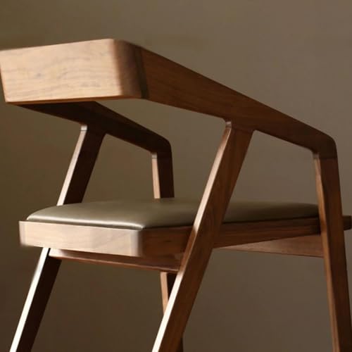 Image of Set of 2 Solid Wood Accent Chairs with Camel Cushion Seat, Modern Cafe Arm Chair for Home