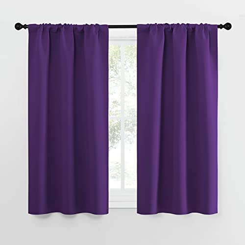 NICETOWN Kitchen Curtains, Short Blackout Curtains & Drapes, Home Decoration Window Treatment Cafe Curtain Panels with Rod Pocket (Royal Purple, 34-in