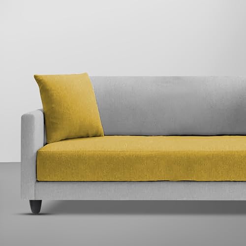 Image of Casaliving Dominic 2 Seater Sofa Set for Living Room (Yellow Grey Fabric) Premium Fabric Sofa