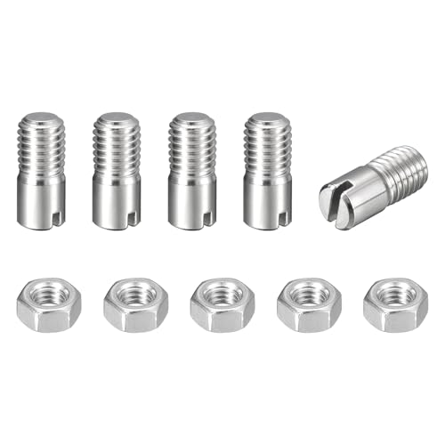 sourcing map 5 perni cilindrici con intaglio, M10 x 16 mm, in acciaio inossidabile 304, con filettatura esterna, viti con scanalatura con dado per installazione di mobili per armadi (GB878)