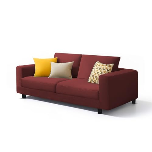Image of Casaliving Minta 2 Seater Sofa Set for Living Room (Maroon Colour Fabric) Premium Fabric Sofa