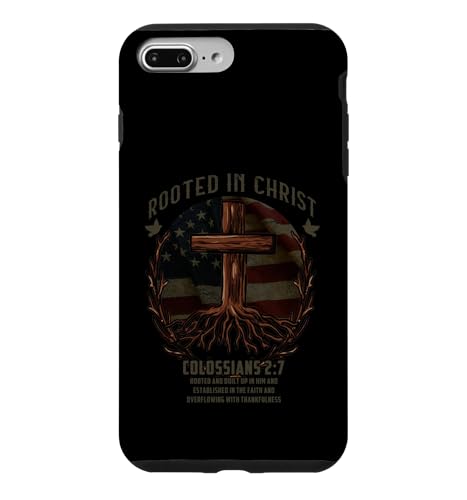 Rooted in Christ Cross Shirt Christian Tee for Men �X�}�z�P�[�X iPhone 7 Plus/8 Plus �p