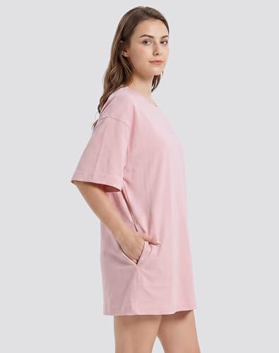 Image of VIUTIL Womens Oversized T Shirt Dress Short Sleeve Crewneck Cotton Mini Dress with Pockets 2026 Casual Summer Clothes