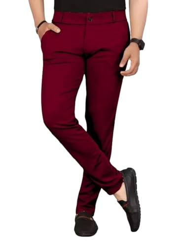 Image of Men's Everyday Wear Trousers | Regular Fit Solid Pants with Button | Smart and Comfortable Bottomwear (Pack of 1)