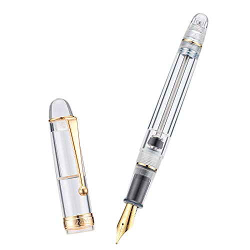 Asvine V126 Stylo plume à remplissage sous vide Pointe extra fine Acrylique transparent Grande capacité avec étui cadeau – vue 2
