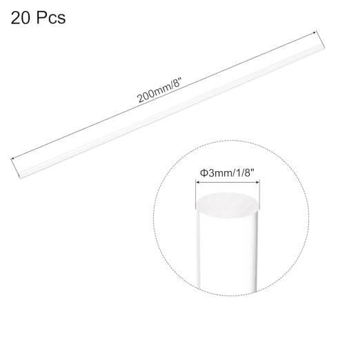 Image of MECCANIXITY 20pcs Acrylic Round Rods 1 /8 inch x 8 inch Clear Acrylic Dowel Rods Sticks Plastic Sticks Strip for DIY Crafts Lighting Gardening Decoration - 3mm x 200mm