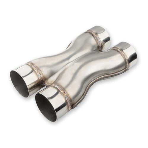 Vurkcy 3 inch Exhaust X Pipe 3 Inlet 3 Outlet 12 Overall Length Stainless Steel Universal 3 Inch Crossover X Tail Pipe Weld-on Silvery