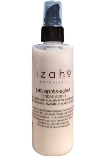 Lait Corps Après-Soleil Vanille Givrée Izaho Botanicals, Hydratant Longue Durée, Absorption Rapide, 120ml