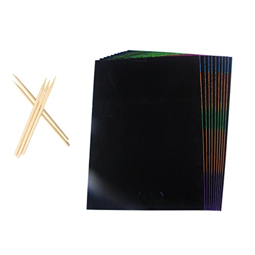 Toyvian 55pcs Scratch Paper Art for Scratch Off Notes with Wooden Stylus Fun and Creative Drawing Boards for