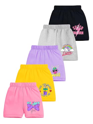 Image of Kuchipoo Girls Regular Fit Cotton Shorts - Pack of 5