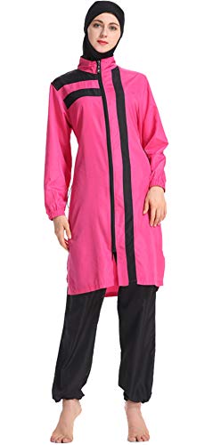 Alaysom Muslim Swimsuits for Women Modest Swimwear Beachwear with Hijab Burkini Swimming Costume Sportswear (Pink, M)