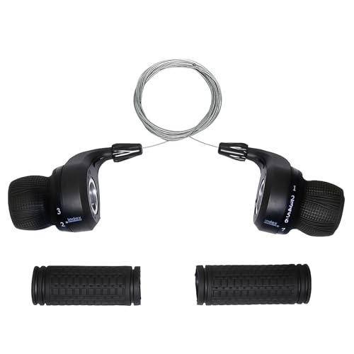 Fredertent Bicycle 21 Speed Twist Shifter Lever 3 x 7 Speed Grip Revoshift Shift Lever Set, 3x7 Speed Grip Shift Left and Right Shifter for Mountain Bike (H106)