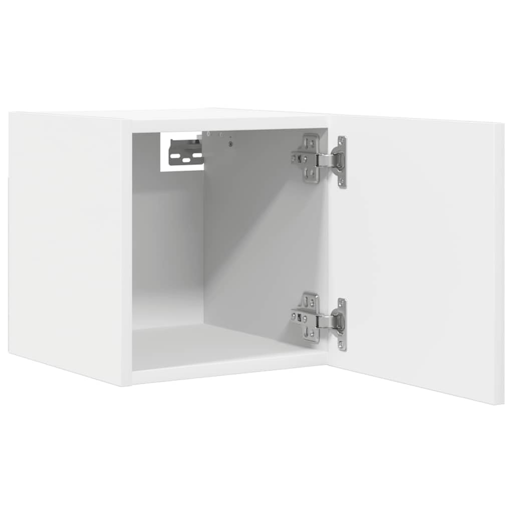 Mobile TV da parete bianco, mobile TV sospeso in legno, supporto TV a parete per soggiorno, moderno mobile basso con anta, mensola sospesa HiFi per DVD, 30,5 x 30 x 30 cm