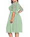 Pinup Fashion Plus Size Lace Chiffon Wrap V Neck Dresses Women Cocktail Wedding Guest Midi Dress Sage Green
